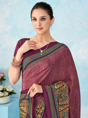 Sareemall Printed Daily Wear Crepe Saree(Maroon)