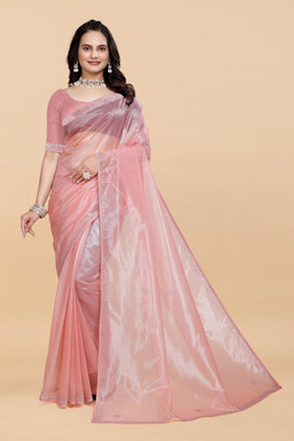 VPSLOENS Solid/Plain Bollywood Raw Silk Saree(Pink)