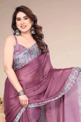 Magneitta Solid/Plain, Self Design, Printed Bollywood Chiffon, Georgette Saree(Pink)