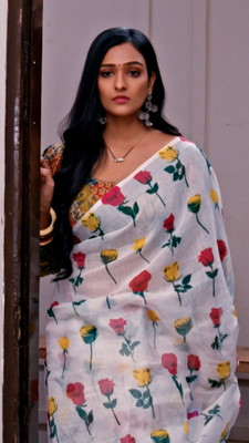 sareela Printed Bollywood Georgette Saree(White)