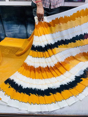 Sanjana Silks Printed Bollywood Georgette Saree(Orange)