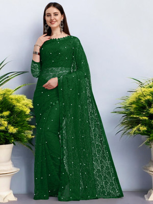 NORAFLEXx Printed Bollywood Brasso Saree(Green)