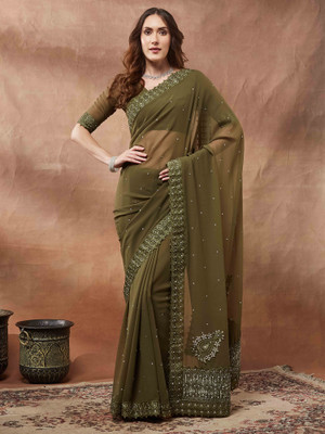 ANOUK Embellished Bollywood Georgette Saree(Light Green)