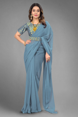 Tejal Creation Self Design Bollywood Georgette Saree(Grey)