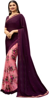 Veer NX Printed Bollywood Georgette Saree(Purple)