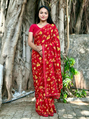 SIFAH FASHION Printed Daily Wear Georgette Saree(Multicolor)