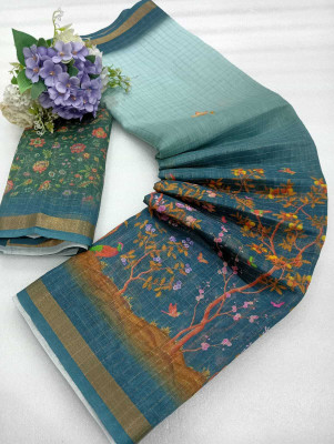 ASHTA Floral Print Kanjivaram Pure Cotton, Cotton Silk Saree(Multicolor)
