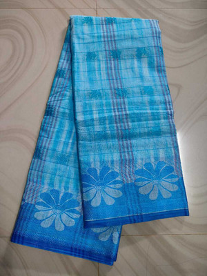 Ghosh handloom Self Design Tant Pure Cotton Saree(Blue)