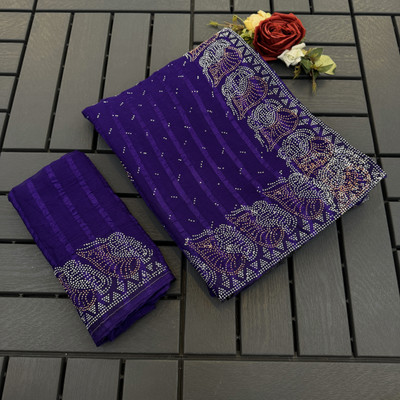 KHRITI FAB Embellished Bollywood Georgette Saree(Purple)