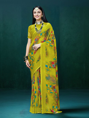 ANOUK Printed Daily Wear Georgette Saree(Light Green)