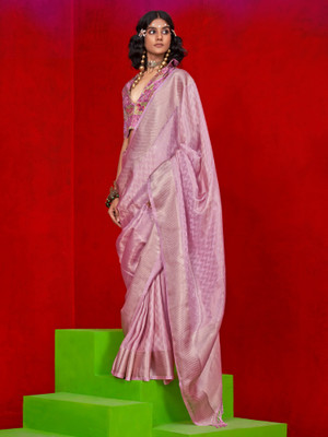 Sareemall Woven Bollywood Tissue Saree(Purple)
