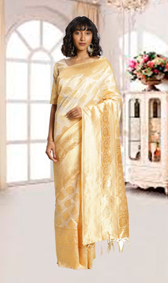 Divastri Woven Banarasi Silk Blend Saree(Cream)