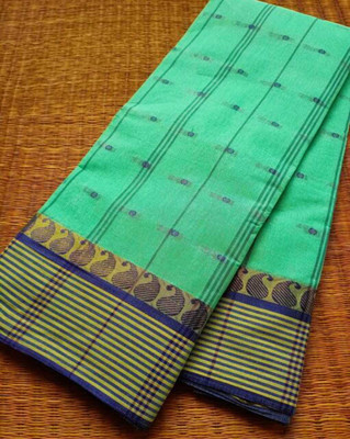 Ghosh handloom Temple Border Tant Cotton Blend Saree(Pink)