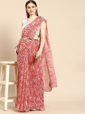 ANOUK Printed Chanderi Georgette Saree(Red)