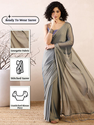 Sareemall Solid/Plain Bollywood Georgette Saree(Grey)