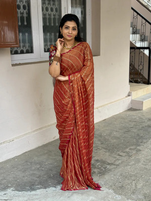 KANDORA Dyed Bollywood Chiffon Saree(Maroon)