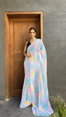 Divastri Printed Bollywood Georgette Saree(Multicolor)