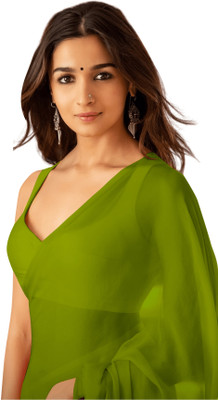 StyleDeal Solid/Plain Bollywood Georgette Saree(Green)