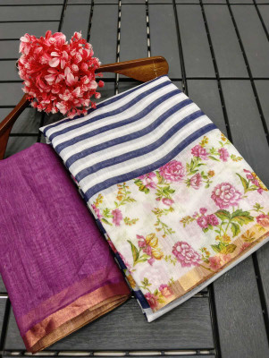 AARAANA Printed Kanjivaram Linen Saree(Multicolor)