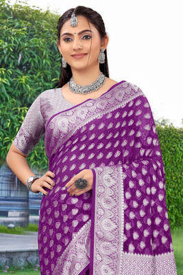 PICKWELL Dyed Banarasi Georgette Saree(Multicolor)