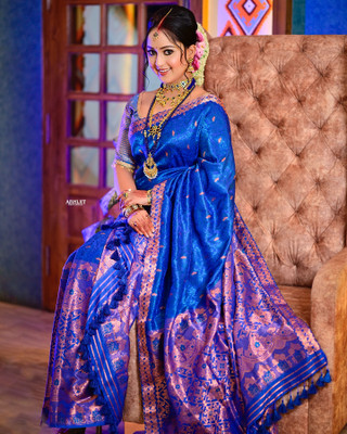 VIHA CREATION Self Design Mekhela Chador Cotton Blend Saree(Blue)