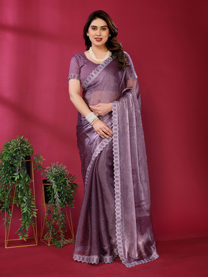 kashvi sarees Self Design Bollywood Jimmy choo, Tissue Saree(Brown)