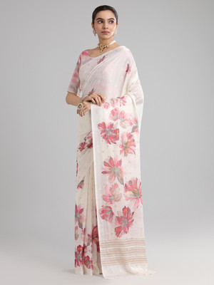 Tasrika Printed Daily Wear Georgette Saree(White)