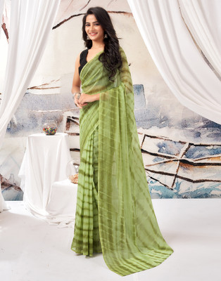 all about you Printed Daily Wear Chiffon Saree(Light Green, Green)