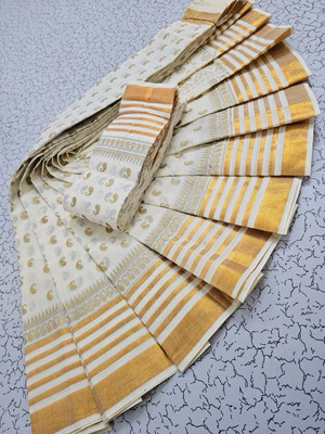 SaveriGroup Woven Kasavu Pure Cotton Saree(Multicolor)