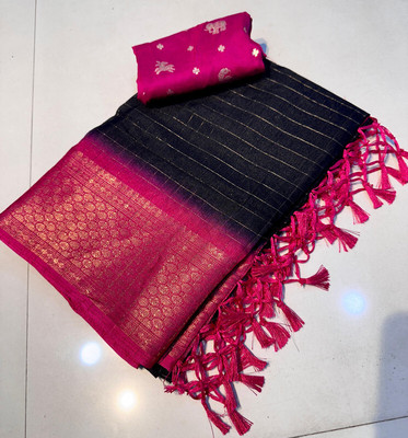 NavinyaVastra Printed Banarasi Jacquard Saree(Pink)