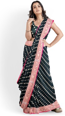 AKAYA KASHI Woven Handloom Silk Blend Saree(Black)