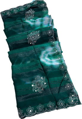 MSC TRENDLINE SAREES Self Design, Striped Daily Wear Georgette Saree(Dark Green)