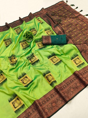 Manasvi Enterprise Woven Banarasi Art Silk, Pure Silk Saree(Light Green)