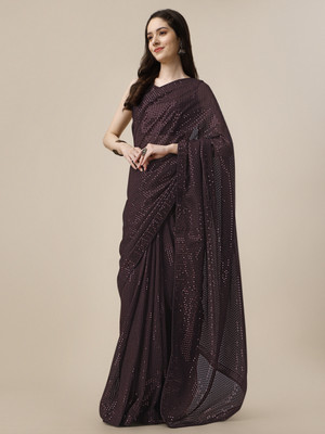 Moda Rapido Embellished Daily Wear Georgette Saree(Brown)