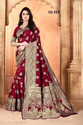 Divastri Woven Kanjivaram Pure Silk, Art Silk Saree(Maroon)