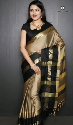 MoonTextile Temple Border Assam Silk Cotton Silk Saree(Maroon)