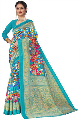 Kanooda Prints Woven Mysore Art Silk Saree(Multicolor)