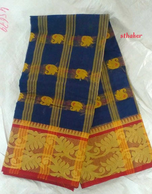 Parbati fashion Printed, Checkered Tant Pure Cotton Saree(Pink)