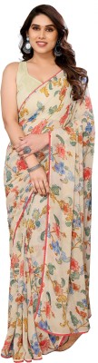 Kodila Enterprise Printed Ilkal Georgette Saree(White)