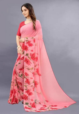Sita Floral Print Bollywood Georgette Saree(Red)