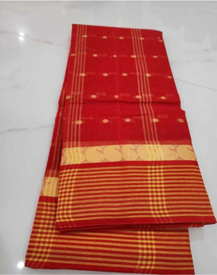 Pal Handloom Striped, Woven Tant Cotton Blend Saree(Red)