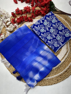 CLICKTHEMALL Self Design Bollywood Viscose Rayon Saree(Blue)
