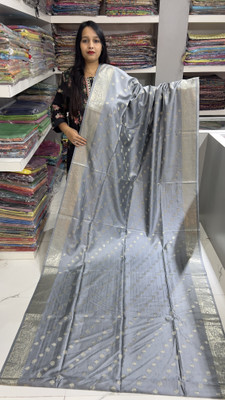 MOHEY DESI Woven Bhagalpuri Dupion Silk Saree(Grey)