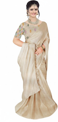 shrinidhi Solid/Plain Bollywood Georgette Saree(Cream)
