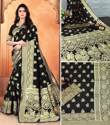PARTH NX Self Design Banarasi Cotton Blend, Pure Silk Saree(Maroon)
