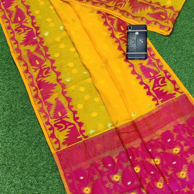 maa agameswari Woven Handloom Tissue Saree(Mustard)