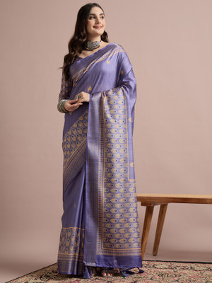 Sareemall Printed Chinnalapattu Cotton Blend Saree(Purple)