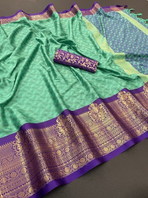 Clothing Hub Printed Handloom Cotton Blend Saree(Black)