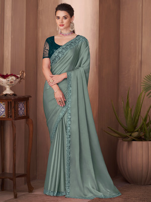 Sareemall Embellished Bollywood Silk Blend Saree(Light Green)