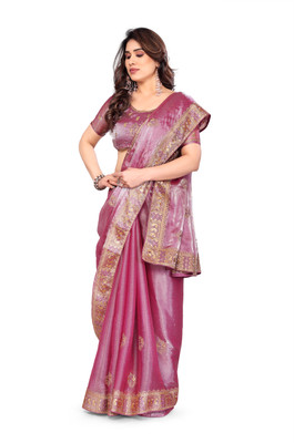 KHRITI FAB Embellished Bollywood Jimmy choo Saree(Purple)